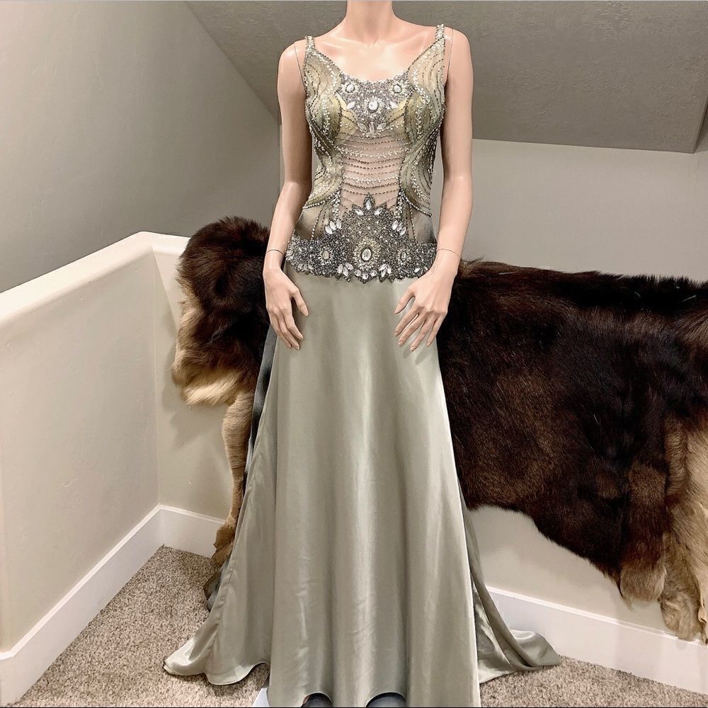 Gorgeous  Crystal Beads and Sequins Gown